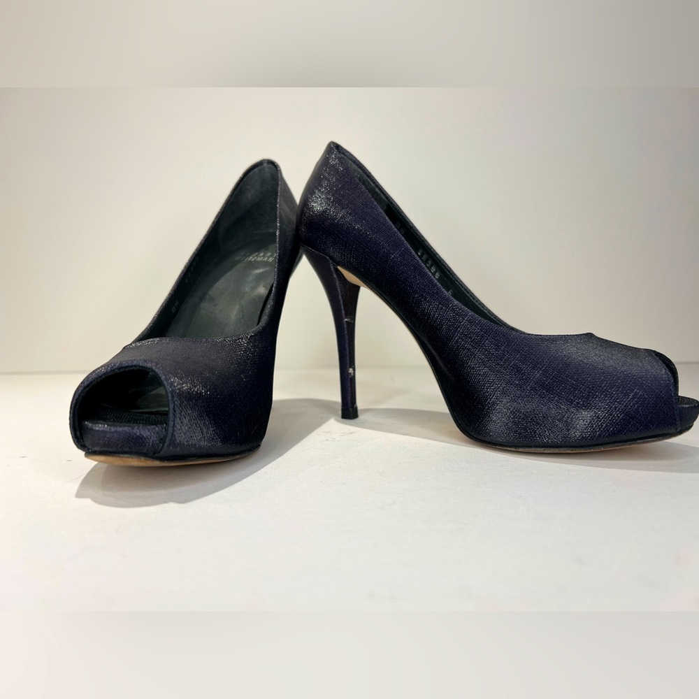 Stuart Weitzman Peep Toe Pump Navy Sz 6